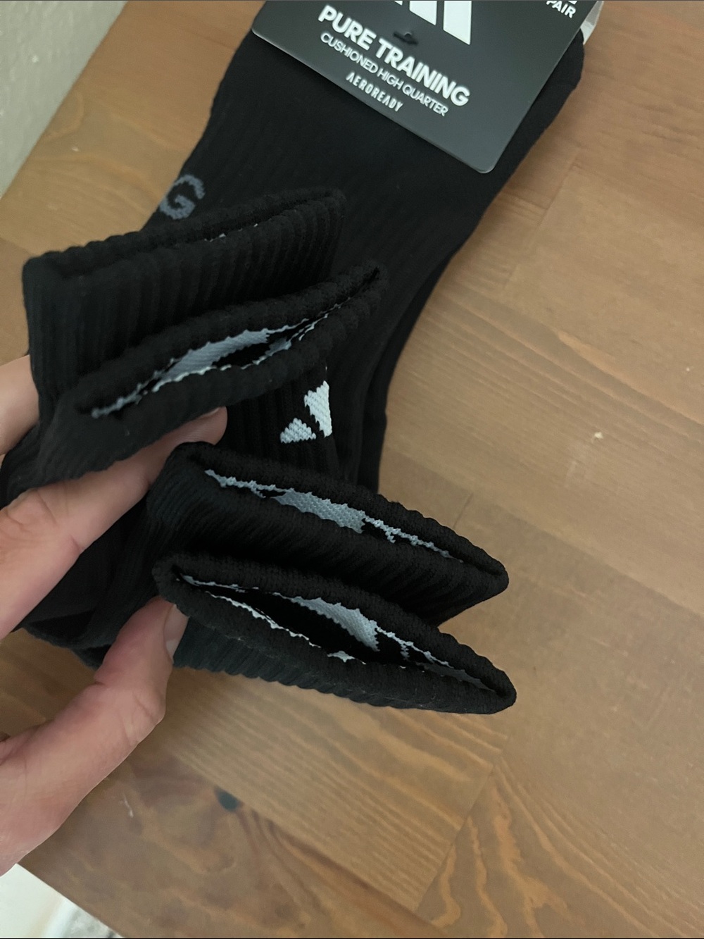 adidas Black Pure Training Cushioned High Quarter Socks - 2 Pair - Picture 2 of 3